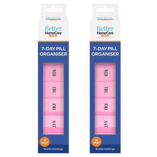 Better Home Care Now 7 Day Pill Box Organiser Twin Pack 18.5 x 4 x 2.7 cm