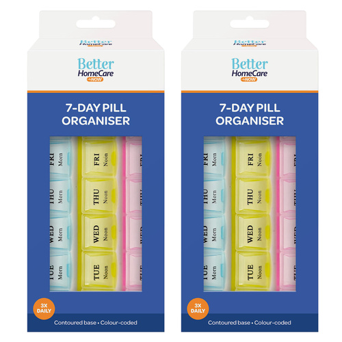 Better Home Care Now 7 Day Pill Box Organiser Morning Noon Night 2 Pack