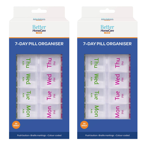 Better Homecare Now 7 Day AM PM Pill Organiser with Braille Push Buttons x2