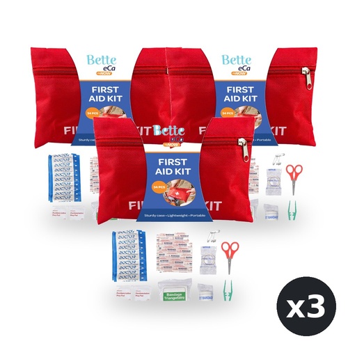 Better HomeCare Now 34 Piece First Aid Kit Compact Home Travel Medical Kit Pack of 3