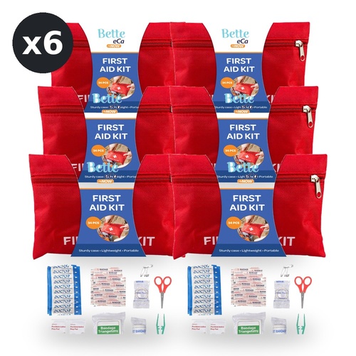Better HomeCare Now 34 Piece First Aid Kit Compact Home Travel Medical Kit Pack of 6
