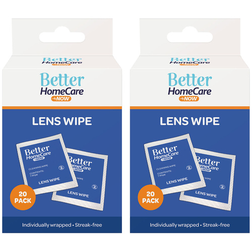 Better Homecare Now Lens Wipes 20 Pack Individually Wrapped Streak Free 2 Pack