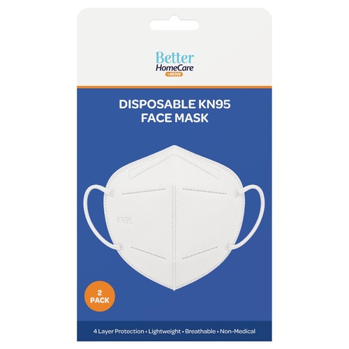 Better HomeCare Now Disposable KN95 Face Mask White 2 Pack