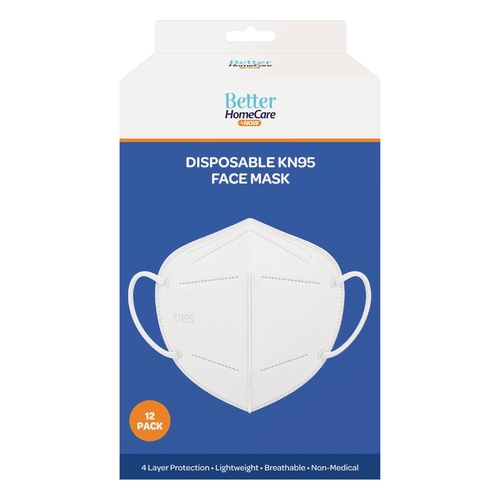 Better HomeCare Now Disposable KN95 Face Mask White 12 Pack