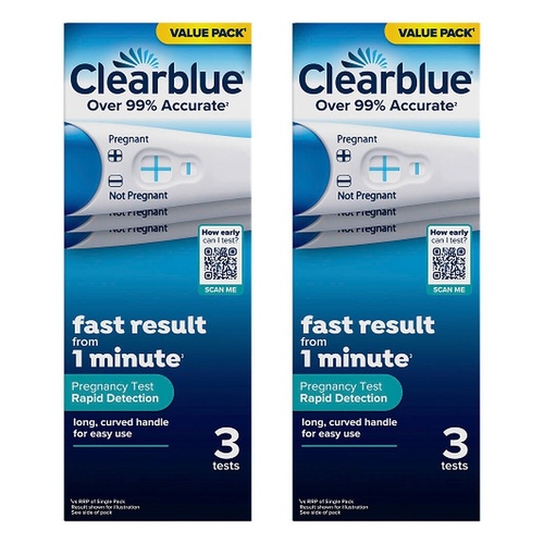 Clearblue Rapid Detection Pregnancy Test 3 Pack Bundle of 2