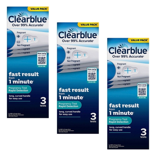 Clearblue Rapid Detection Pregnancy Test 3 Pack Bundle of 3