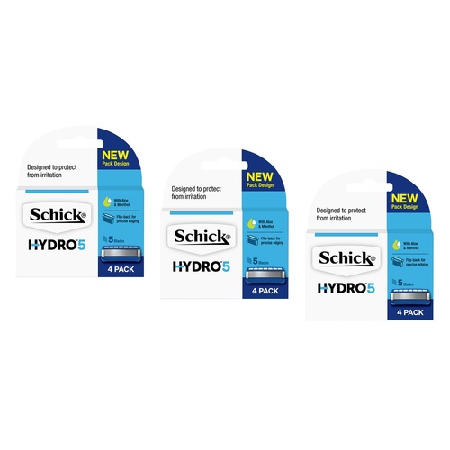 Schick Hydro 5 Blade Refills 4 Pack Bundle of 3