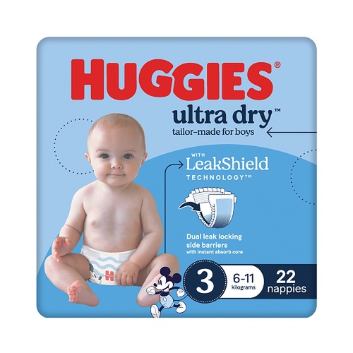 Huggies Ultra Dry Tailor-Made for Boys Size 3 22 Nappies x 4