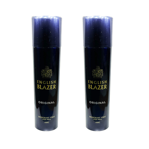 English Blazer Mens Deodorant Body Spray 150g x2 Classic Marine Fragrance