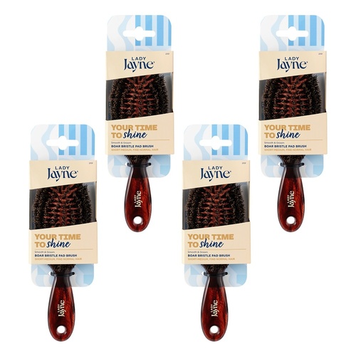 Lady Jayne Purse-Sized Boar Bristle Pad Brush x 3 Bundle of 4