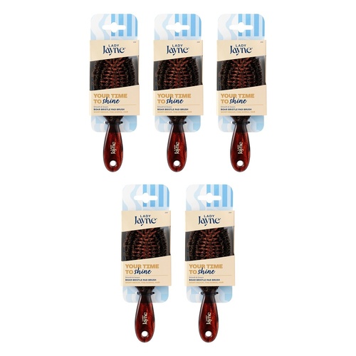 Lady Jayne Purse-Sized Boar Bristle Pad Brush x 3 Bundle of 5