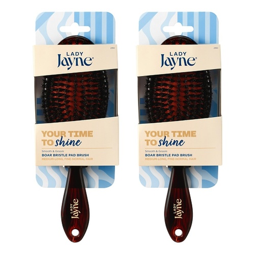 Lady Jayne Large Boar Bristle Pad Brush x 3 Bundle of 2