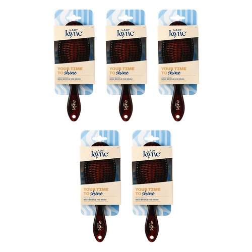 Lady Jayne Large Boar Bristle Pad Brush x 3 Bundle of 5