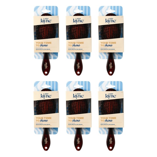 Lady Jayne Large Boar Bristle Pad Brush x 3 Bundle of 6