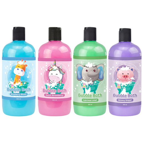 Baby & Me Bubble Bath Kids 4 Pack Giraffe Unicorn Elephant Piggy 500ml