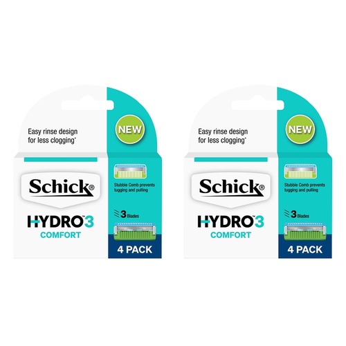 Schick Hydro3 Blades 4 Pack Bundle of 2