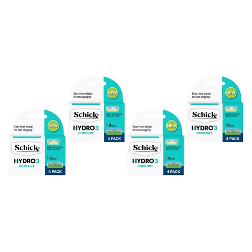 Schick Hydro3 Blades 4 Pack Bundle of 4