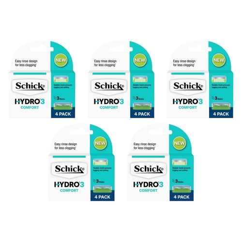 Schick Hydro3 Blades 4 Pack Bundle of 5