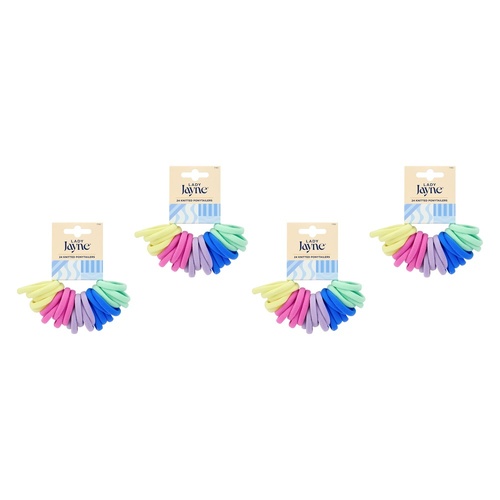 Lady Jayne Pastel Soft Knitted Ponytailers 24 Pack x 3 Bundle of 4