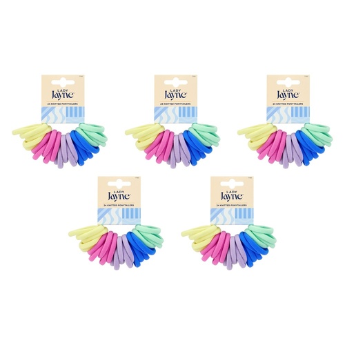 Lady Jayne Pastel Soft Knitted Ponytailers 24 Pack x 3 Bundle of 5