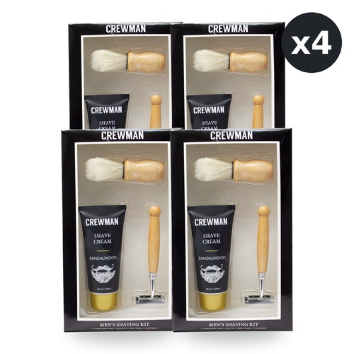 Crewman Shave Set Gift Box 3 piece After Shave 100ml Razor Shaving Brush Pack of 4