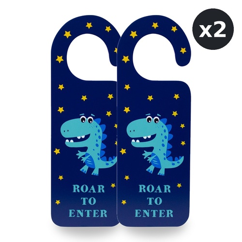 Roarsome Kids Dinosaur Door Hanger 26 x 0.6 x 10.5cm Bundle of 2