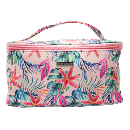 Lulu Grace Hibiscus and Lotus Train Case 25 x 13 x 13cm
