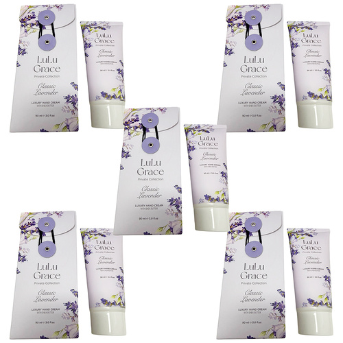 Lulu Grace Lavender Hand Cream 90ml Pack of 5 Moisturising Non Greasy