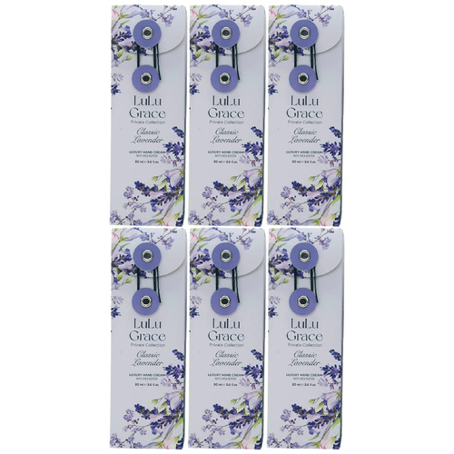 Lulu Grace Lavender Hand Cream 90ml 6 Pack Moisturising Set