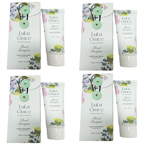 Lulu Grace Floral Bouquet Hand Cream 90ml Pack of 4 Nourishing Moisturiser