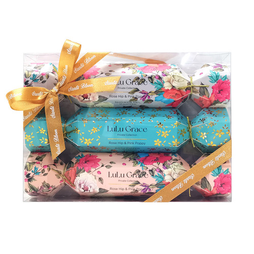 Lulu Grace Private Collection Bath Gift Set Rose Hip And Pink Poppy Cracker Set Of 3