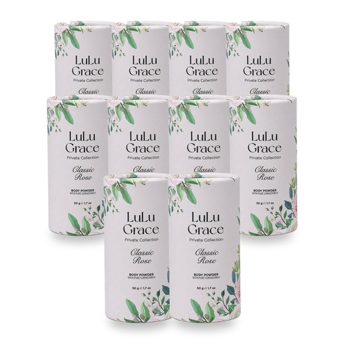 Lulu Grace Rose Talc Free Body Powder 50gm Pack of 10