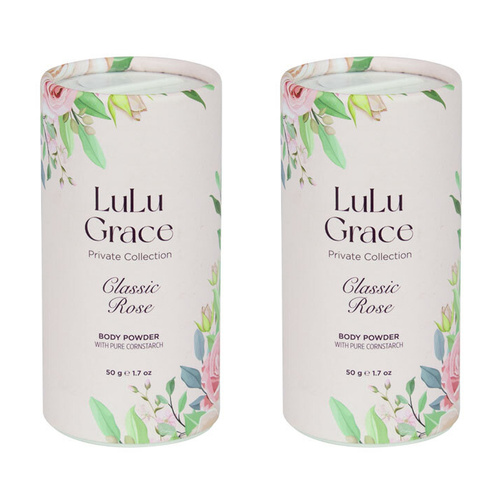 Lulu Grace Rose Talc Free Body Powder 50g x2 Pack