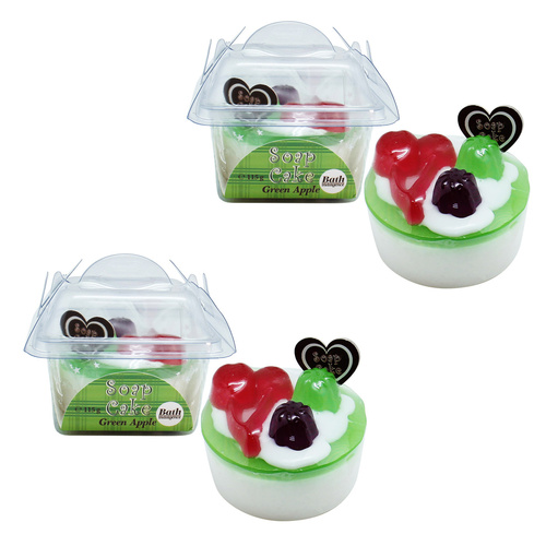 Novelty Green Apple Cake Soap 115g Pack of 2 Fruity Scented Bath Bars