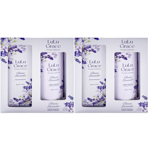 Lulu Grace Lavender 2x Gift Set 50ml EDT Spray & Talc Free Body Powder 50g