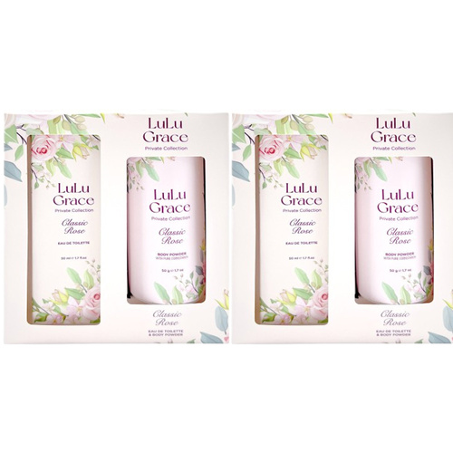 Lulu Grace Rose 2x Gift Set 50ml EDT Spray & Talc Free Body Powder 50g