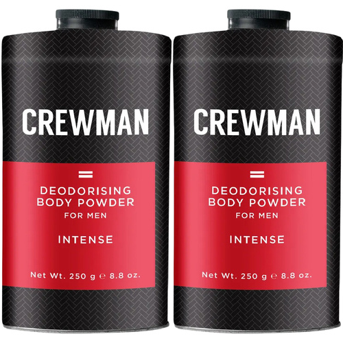 Crewman Intense Mens Body Powder Talc Free 250g x 2 Wood and Spice Scent