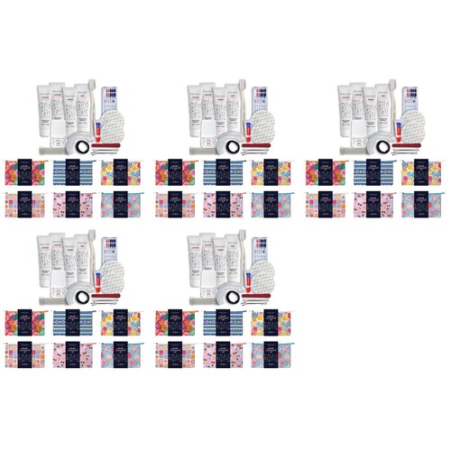 Lulu Grace Holiday Survival Kit Travel Toiletry Pouch Assorted Prints Box of 6 Bundle of 5