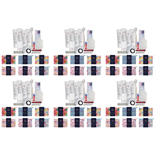 Lulu Grace Holiday Survival Kit Travel Toiletry Pouch Assorted Prints Box of 6 Bundle of 6