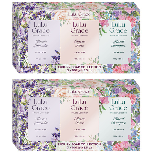 Lulu Grace 3 x Luxury Soap Gift Set 3 x 100g Lavender Rose And Floral x 2