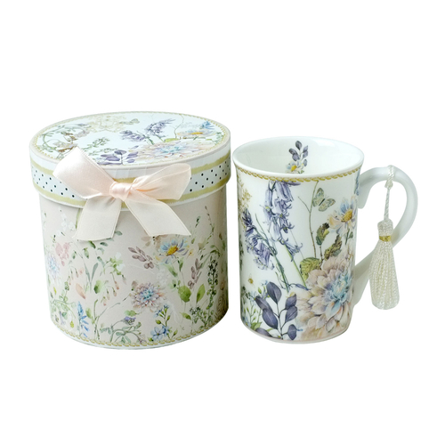 Flowers and Bluebells Collectable Ceramic Mug Gift Set with Ribbon Box