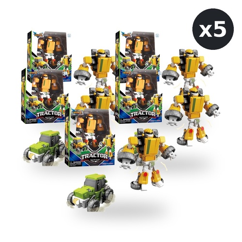 Transforming Deformable Toy Tractor for Kids Construction Vehicle Pack of 5