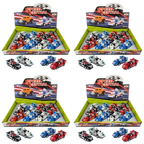 Go Kart Racing Toy Cars with Drivers Speed Festival Counter Display of 12 Bundle of 4