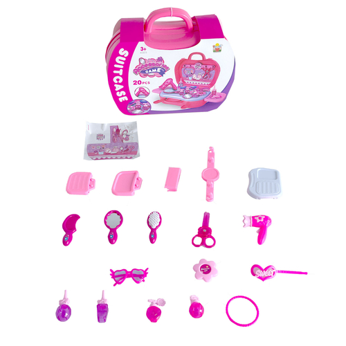 Kids Beauty Salon Suitcase Set 20 Piece Roleplay Toy for Ages 3+