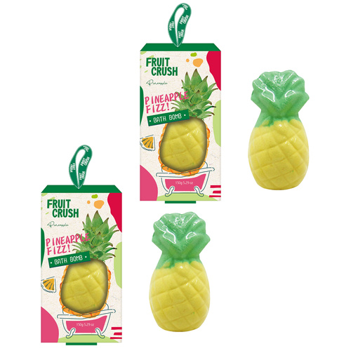 Fruit Crush Pineapple Bath Bomb Fizzer 150g Tropical Scent 2 Pack