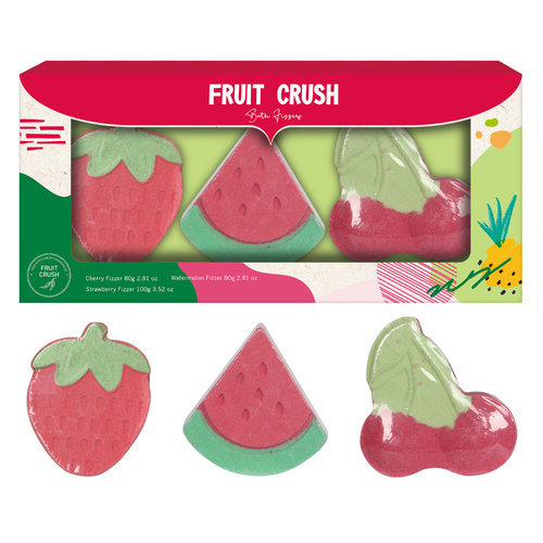 Fruit Crush Bath Fizzer Gift Set Strawberry Watermelon & Cherry 3pc