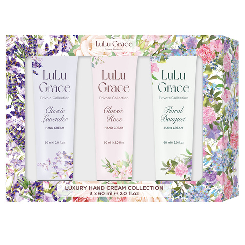 Lulu Grace Hand Cream Gift Set 3x60ml Rose Lavender & Floral Bouquet