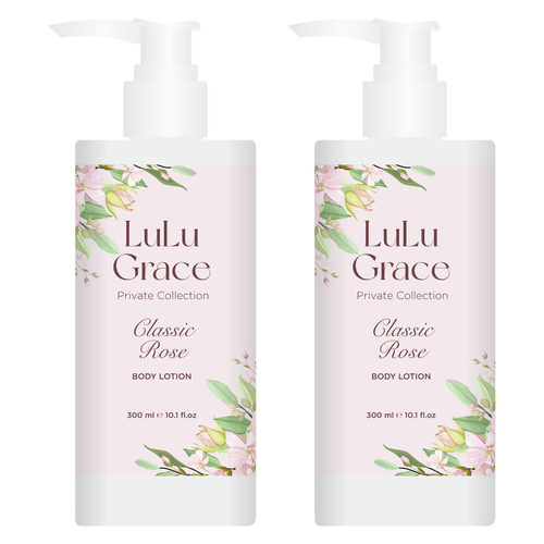 Lulu Grace Rose Body Lotion 2 Pack 300ml Moisturising Daily Hydration