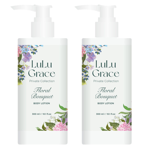 Lulu Grace Floral Bouquet Luxury Body Lotion 300ml Pump Bottle x2