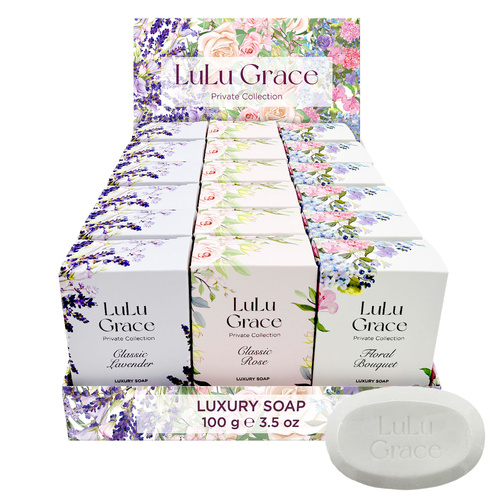 LULU GRACE FLORAL COLLECTION 100G OVAL SOAP 18PC
